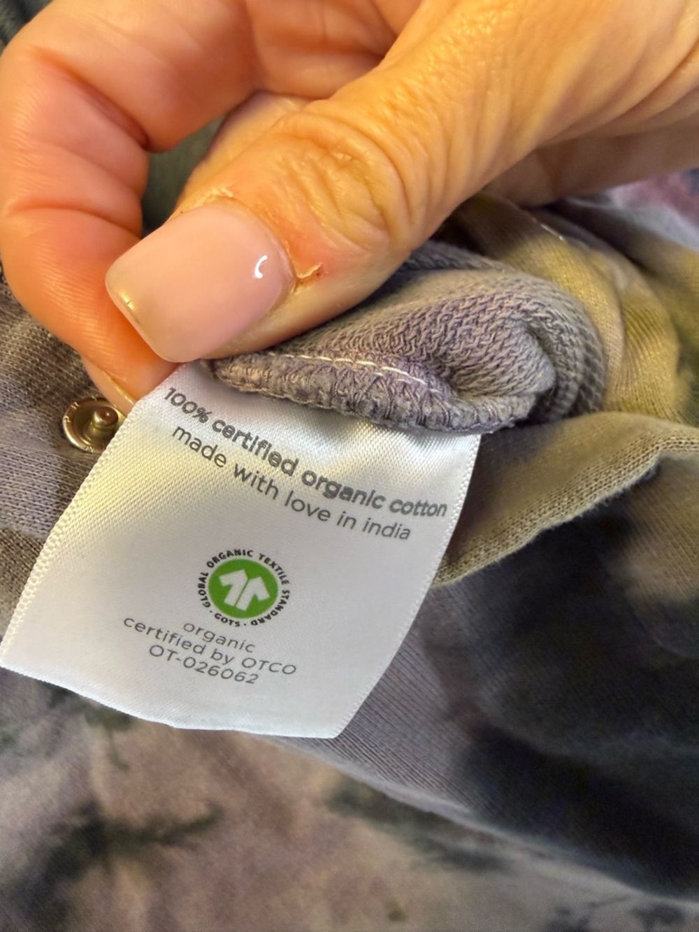Organic Cotton Sleeveless Tie-Dye Jumpsuit in Purplish Gray, Black Green & Pink - Picture 9 of 10